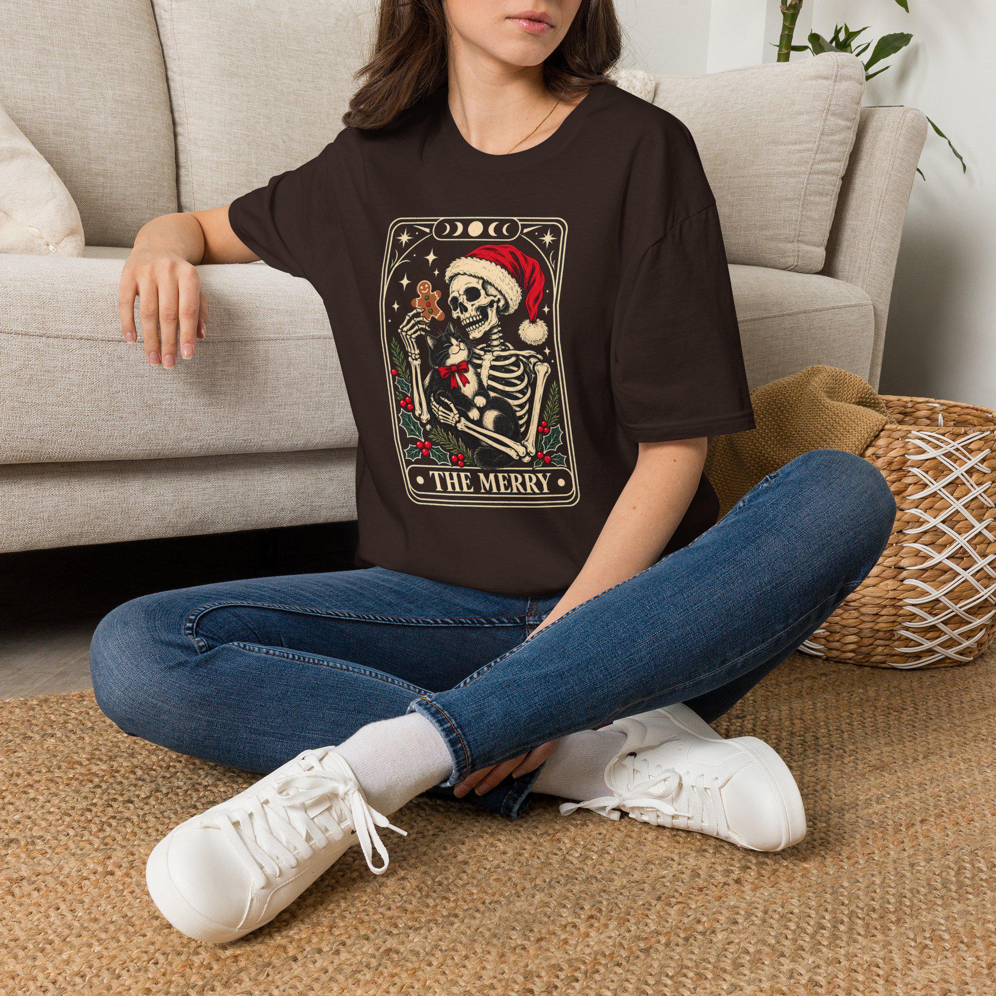 Skeleton Santa Gothic Christmas Tarot T-Shirt - Image 2