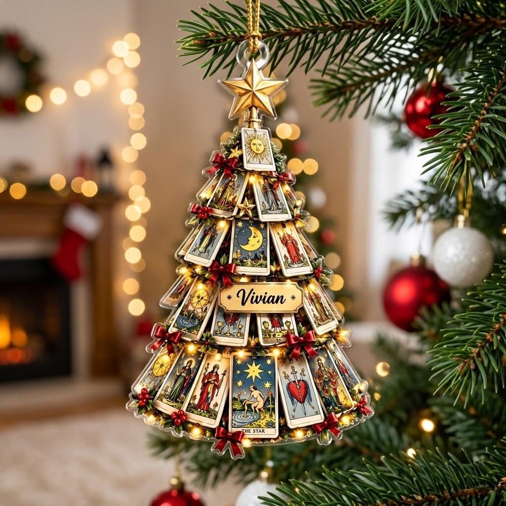 Personalized Tarot Tree Christmas Acrylic Ornament - Image 2