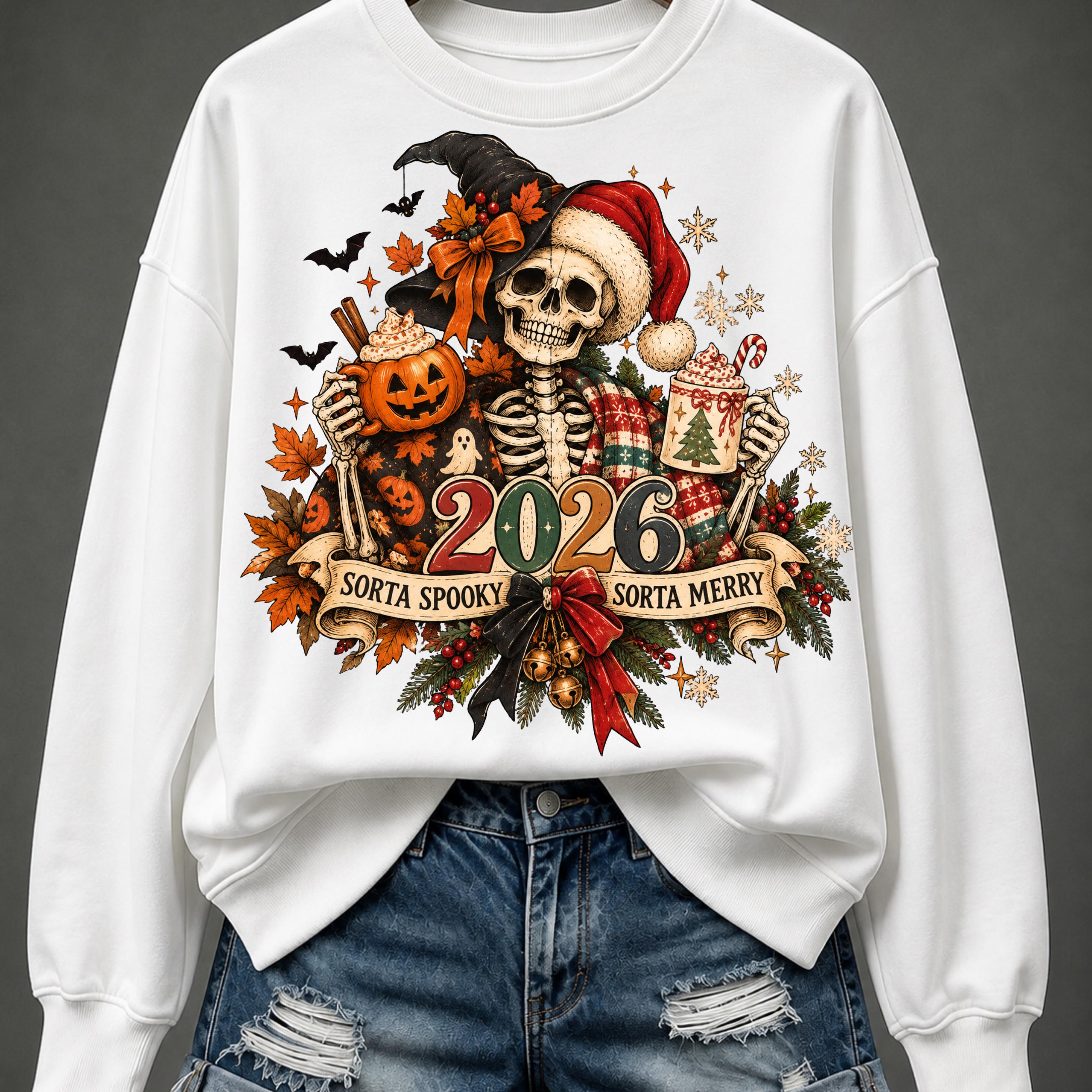 Spooky Christmas Skeleton Alternative Sweatshirt - Image 2