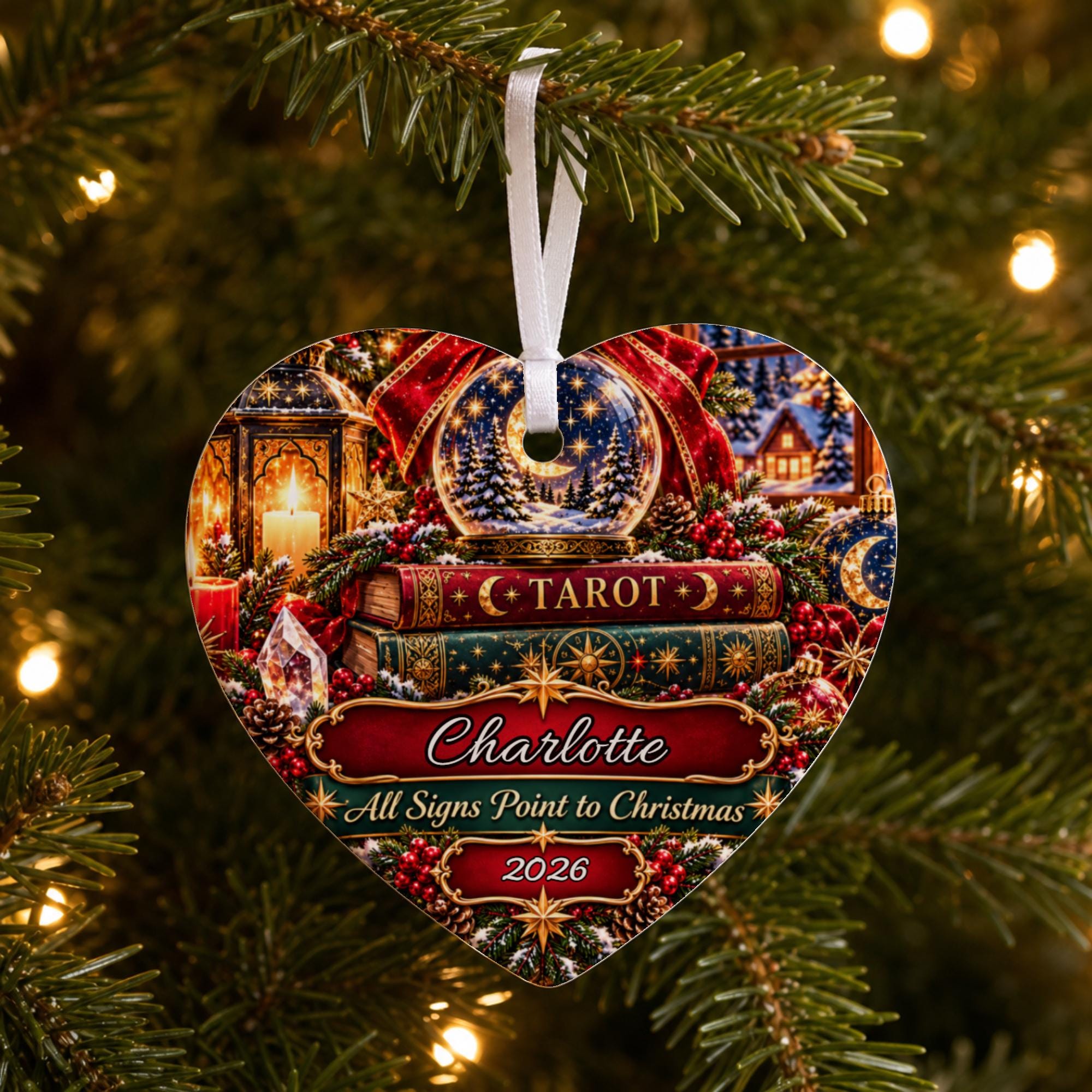 Personalized Zodiac Tarot Christmas Ceramic Ornament